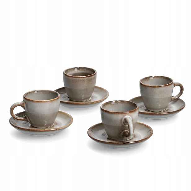Šálky na espresso 4 ks s keramickými podšálky Taupe 8 prvků
