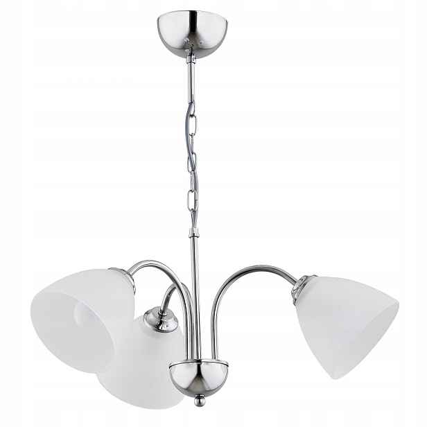 Závěsná lampa chromové bílé stínidlo 3xE27 15W Tora do obývacího pokoje Alfa