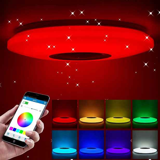 Lampa stropní svítidlo Led Rgb Barevný Bluetooth reproduktor 60W Dálkový Ovladač Aplikace