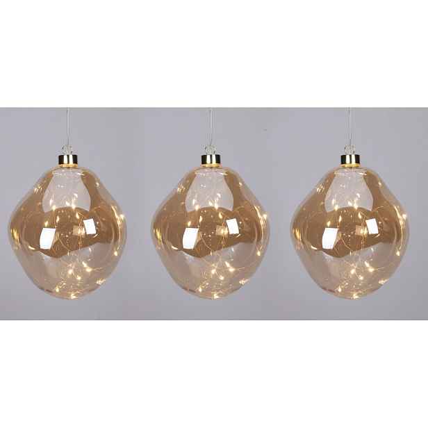 Sada vánočních LED ozdob Organic ball 3 ks, zlatá