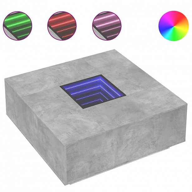 vidaXL Konferenční stolek s Infinity LED betonově šedý 100x100x40 cm