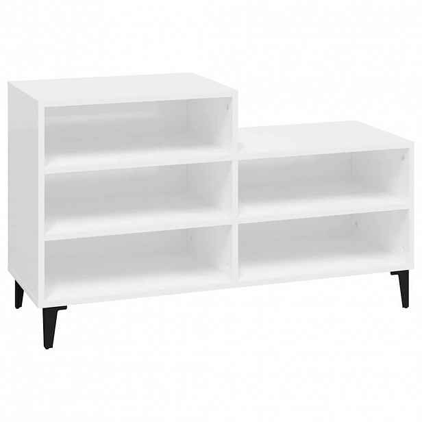 vidaXL Botník bílý s vysokým leskem 102x36x60 cm kompozitní dřevo