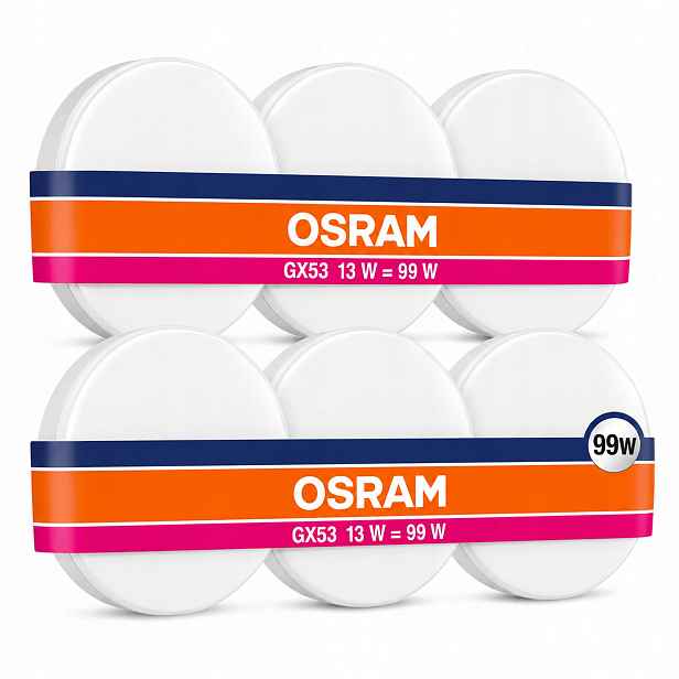 6x Led žárovka GX53 Reflektor 13W 99W 1500lm 6500K Studená 120° Value Osram