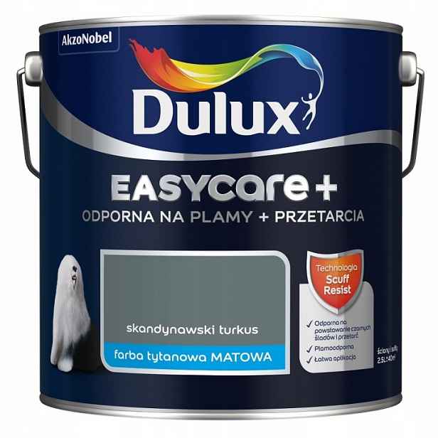 Dulux Barva Latexová Barva Easycare+ 2,5L Skandinávský Tyrkys