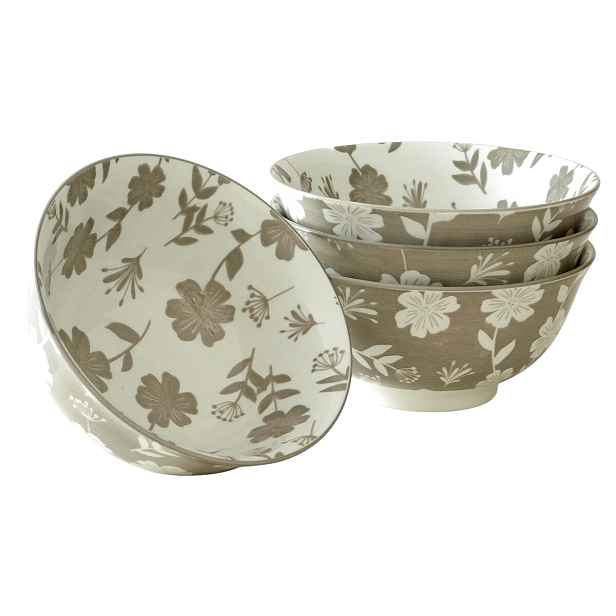 PROHOME - Miska na polévku květy porcelánová, sada 4ks