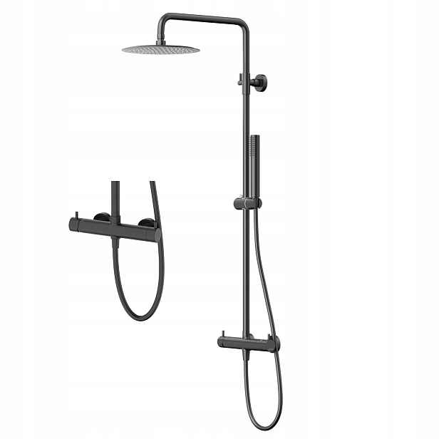 Sprchový Set S Dešťovou Sprchou Černý 25 CM Sprchová Hlavice Hadice Eko