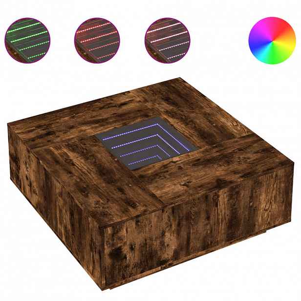 vidaXL Konferenční stolek s Infinity LED kouřový dub 100 x 100 x 40 cm