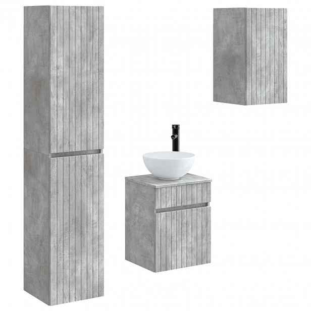 vidaXL Sada koupelnového nábytku 3 ks Betonově šedá 33 x 34,5 x 160 cm