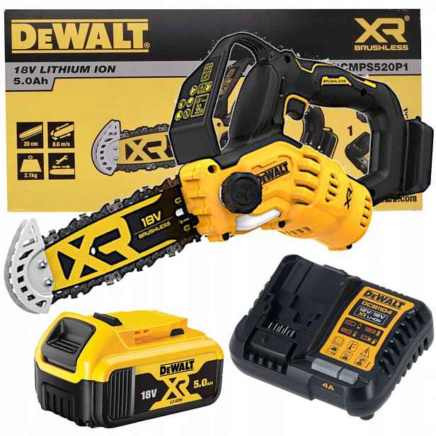 Akumulátorová Mini Řetězová Pila Na Větve 18V 5,0Ah Dewalt DCMPS520P1-QW
