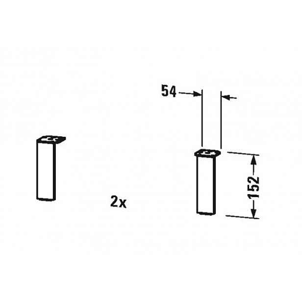 Duravit - Podstavné nožičky, 2 ks, chrom UV999300000