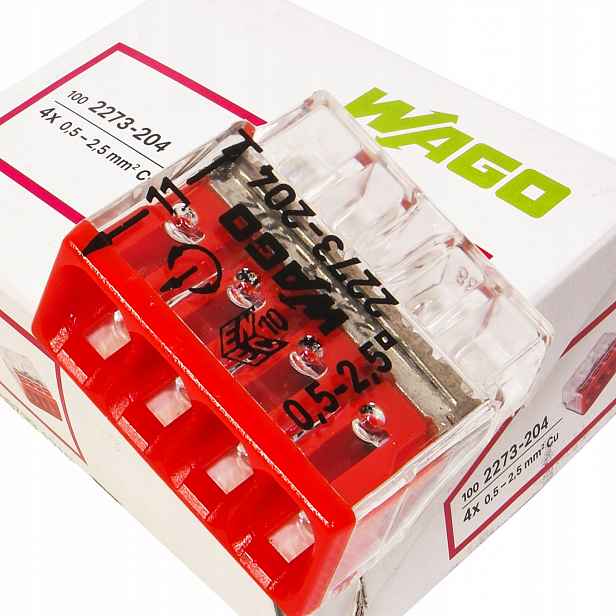 Elektrická rychlospojka 4x2,5 Wago 2273-204 100 kusů