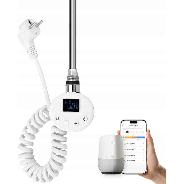 Emke Topné Těleso Pro Koupelnové Radiátory S Termostatem 600 W 620 mm Wifi
