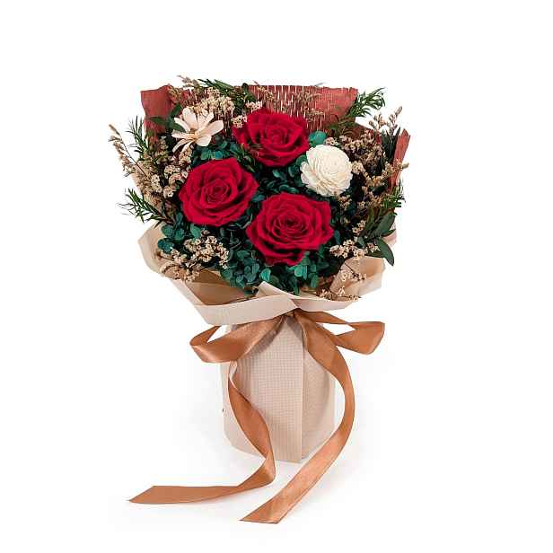 Prémiová kytice v krabičce Evergive A Lasting Gesture Crimson Charm