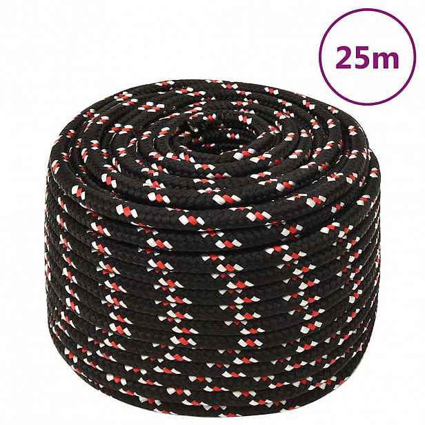 vidaXL Lodní lano černé 14 mm 25 m polypropylen