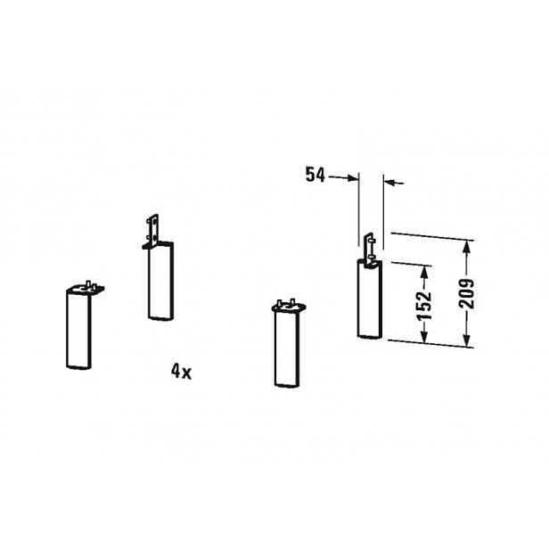 Duravit - Podstavné nožičky, 4 ks, chrom UV999400000