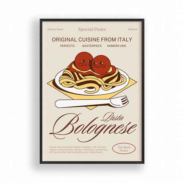 Obraz Pasta Bolognese Plakát Rámeček Dřevěný Černý 30x42 cm