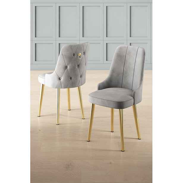 Sada židlí (6 kusů) Newa - Grey, Gold