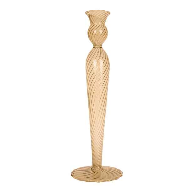 Světle hnědý skleněný svícen PT LIVING Swirl, výška 26,5 cm