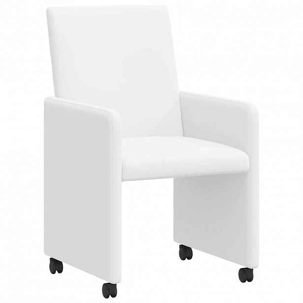 vidaXL Jídelní židle na kolečkách 2 ks Umělá kůže Bílá 57 x 66 x 94 cm