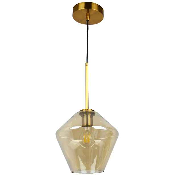 Závěsná bodová lampa zlatá skleněná jantarová lampa nad stůl ostrov Polux