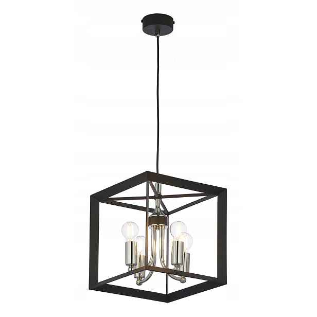 Závěsná lampa May Černá Stříbrná 4xE14 Stropní Svítidlo do obývacího pokoje Domov