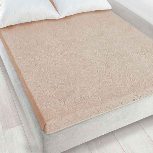 Froté prostěradlo bez gumičky 175x220 Tulipán béžové světlé Zwoltex