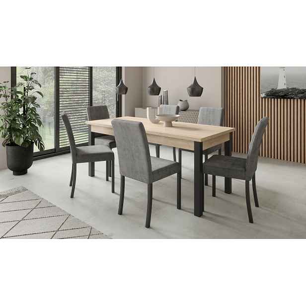 Jídelní stůl pro 6 osob 140x80 cm CADLA 11 - černý / dub sonoma