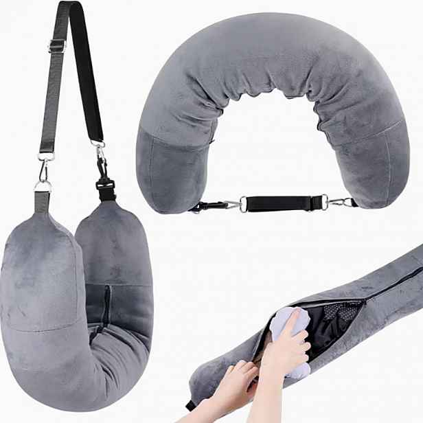 TEMU Ergonomický cestovní polštář ve tvaru U, vhodný do letadel, aut a kanceláří - lehký a přenosný polštář na krk, měkká , lze prát v pračce a je