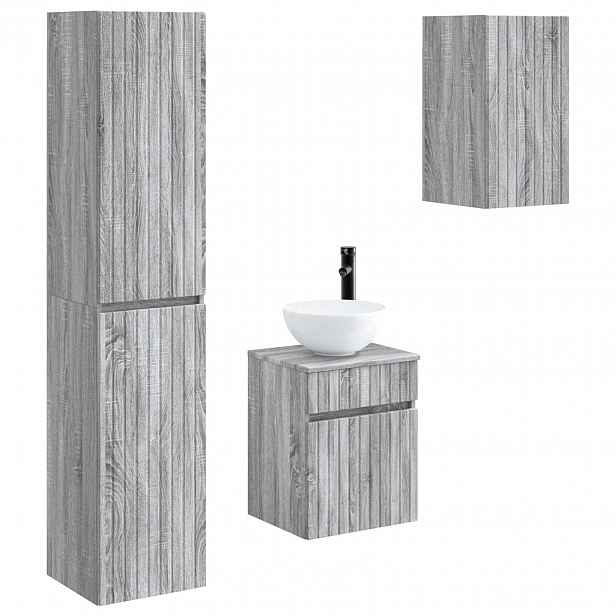 vidaXL Sada koupelnového nábytku 3 ks Šedý Sonoma 33 x 34,5 x 160 cm