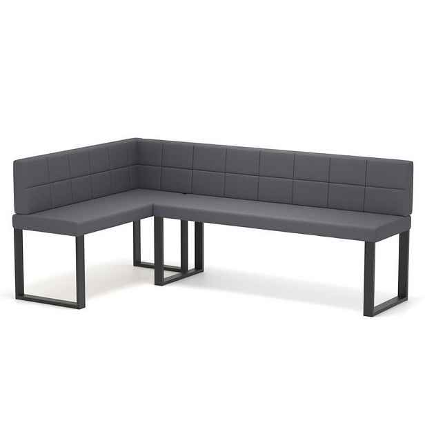 Idohome ROHOVÁ LAVICE SANA U levá ekokůže prošívaná, 142/196 cm, šedá