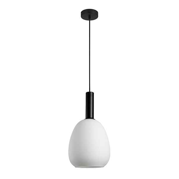 Italux Závěsná lampa Gater černá, skleněné stínítko, 1xE27 40W, IP20