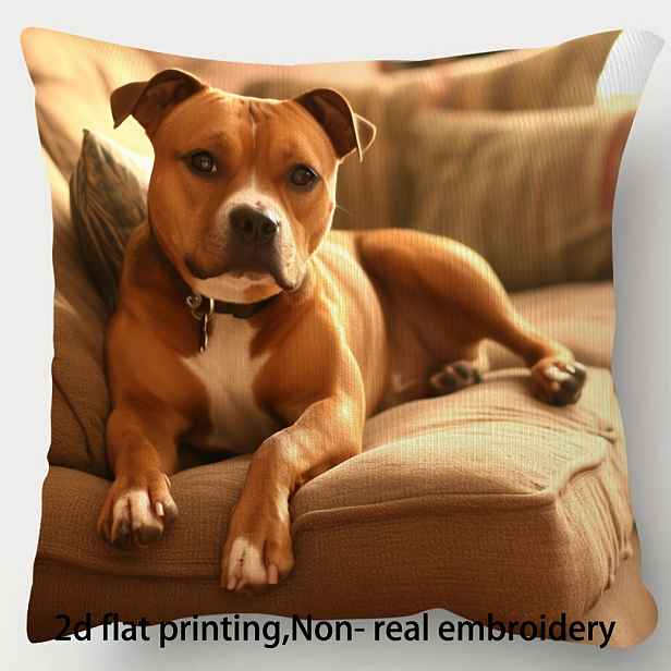 TEMU 1 ks Vintage povlak na polštář Staffordshire Bull Terrier, vyrobený z měkké a pohodlné polyesterové krátké plyšové látky, jednostranný potisk,