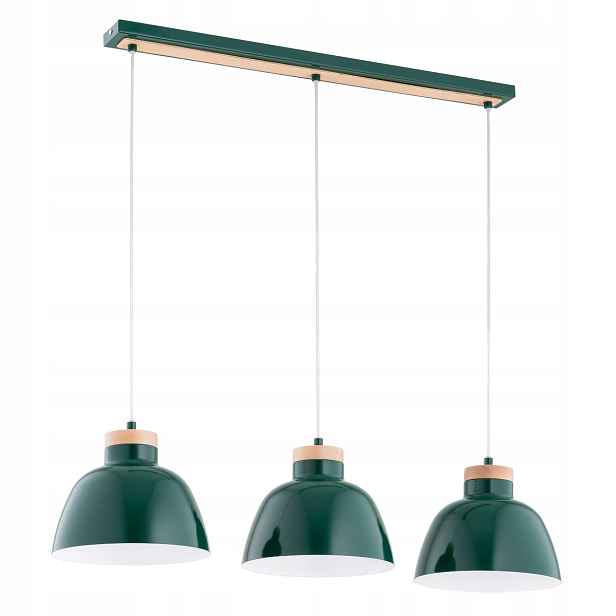 Závěsná lampa loftová lišta zelená dřevo 3xE27 Lorien Alfa