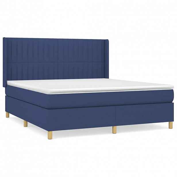 vidaXL Box spring postel s matrací modrá 180x200 cm textil