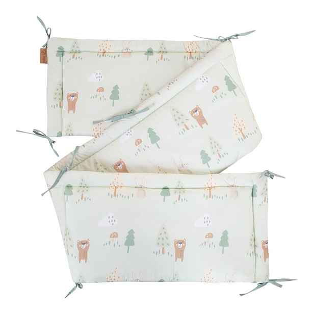 Světle zelený bavlněný mantinel do postýlky 170 cm Woodland Buddies – Roba