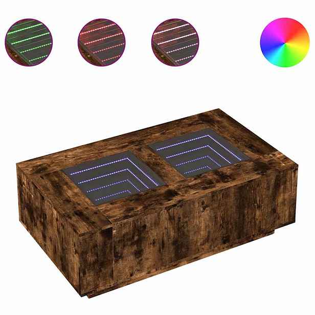 vidaXL Konferenční stolek s Infinity LED kouřový dub 116 x 69 x 40 cm