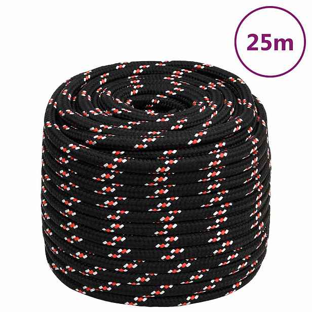 vidaXL Lodní lano černé 18 mm 25 m polypropylen