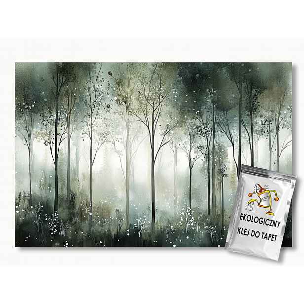 Fototapeta Flizelina Krajina Grafika Les Zelené Stromy Mlha 368x254 130g