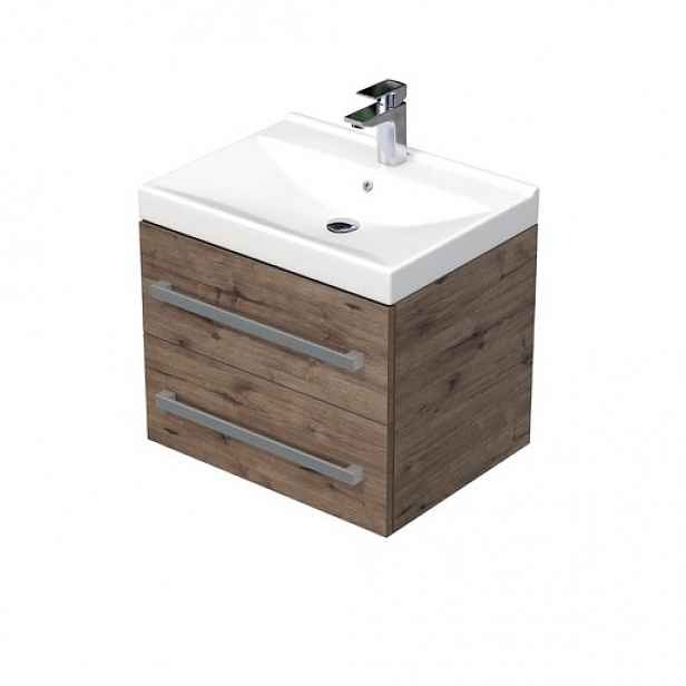 Koupelnová skříňka s umyvadlem SAT Cube Way 60x53x46 cm dub Wellington mat CUBE46602DWVER