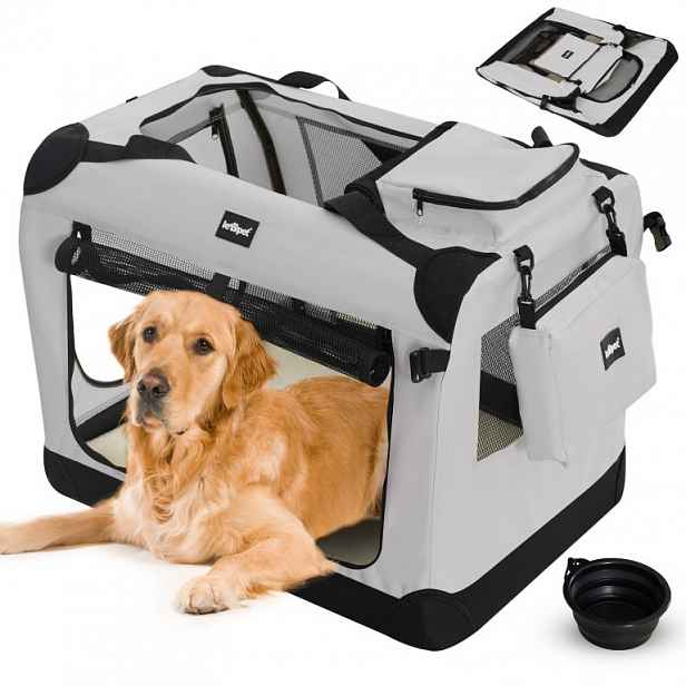 Leopet Přepravní box pro psy XXXL, 102 x 69 x 69 cm, šedý