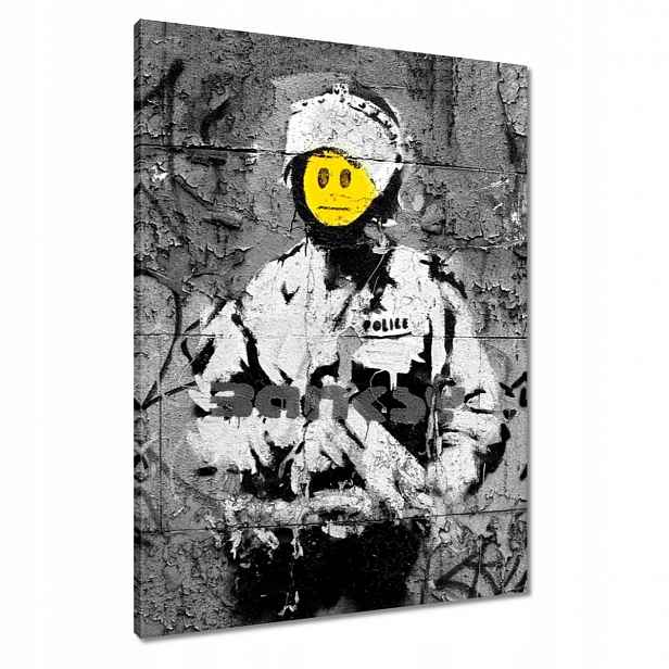 Obrazy 60x80 Banksy Smajlík Emotka