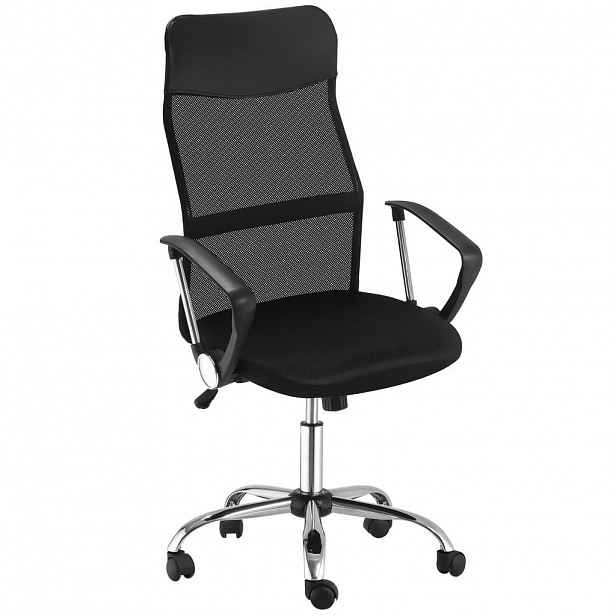 SHOPENTRA OTOČNÉ židle, síťovina, houpací funkce, ergonomické, černé