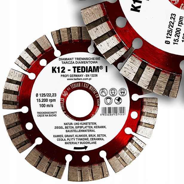 Diamantový Kotouč Na Řezání 100 m/s 125x22,2 K12 Granit Kámen Beton Tediam