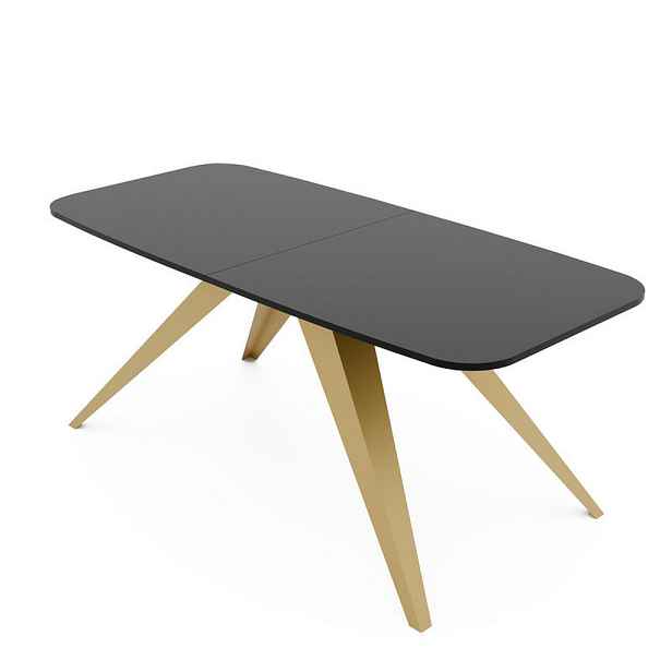 Idohome JÍDELNÍ STŮL FENTO rozkládací 180/90/76 cm, zlatý / černý