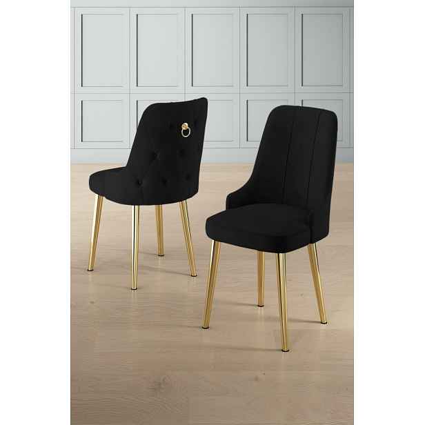 Sada židlí (6 kusů) Newa - Black, Gold