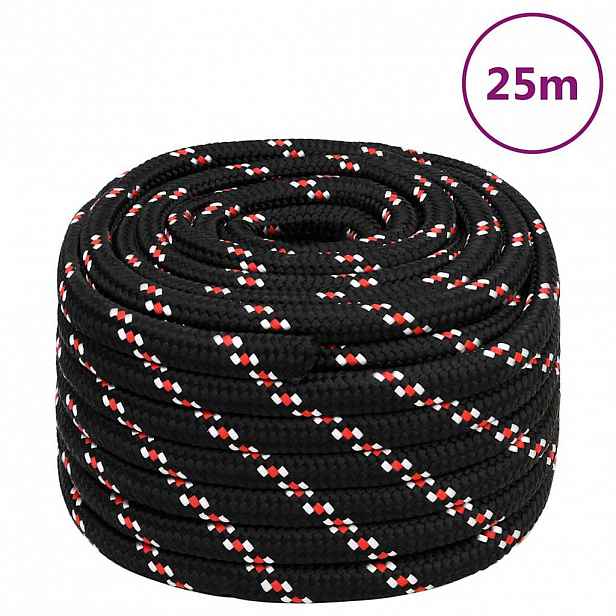 vidaXL Lodní lano černé 20 mm 25 m polypropylen