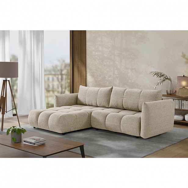 Livetastic ROHOVÁ ROZKLÁDACÍ POHOVKA, plast, textil, kompozitní dřevo, cappuccino