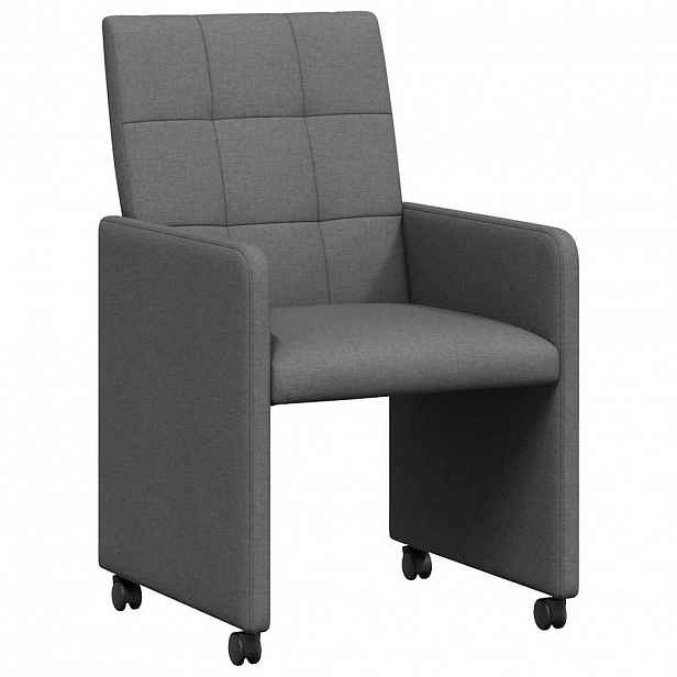 vidaXL Jídelní židle na kolečkách 2 ks textil Tmavě šedá