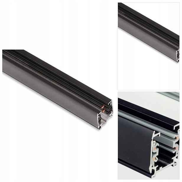 Černé kolejnicové osvětlení Dobac – moderní forma nad stůl o rozměrech 3.6 cm MaxLight