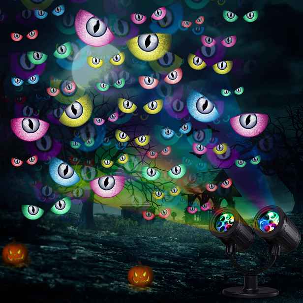 Projektor Halloween Led Dvojitý 360° Oči Duchů Časovač Voděodolný